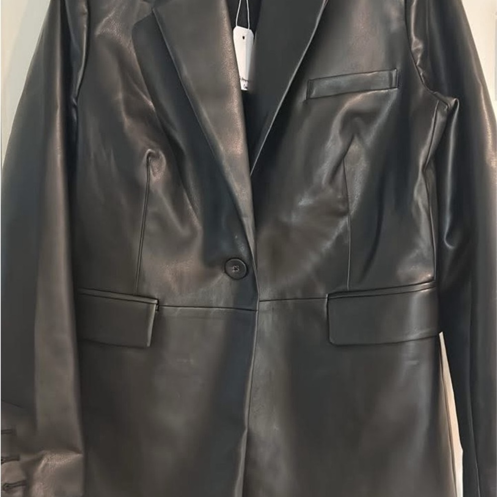 EUC Cabi Women's Black Faux Leather James Jacket- Size M
